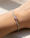 Bracelet Tennis Cœur Rose - Blanc