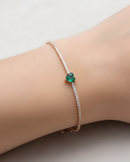 Bracelet Tennis Cœur Vert - Rose