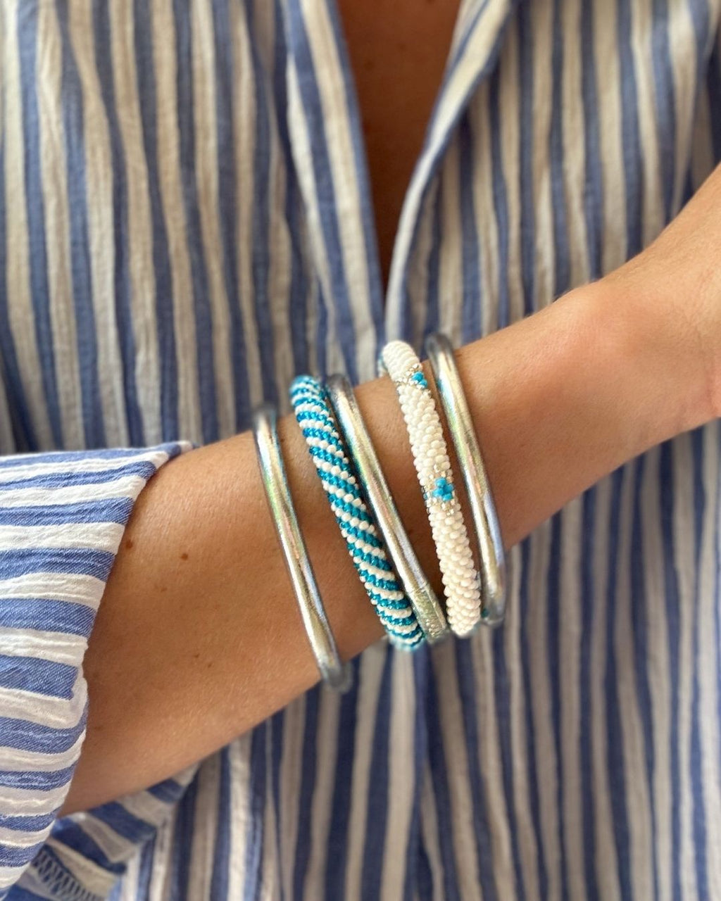 Nepalese Bracelet #100 - Blue and White