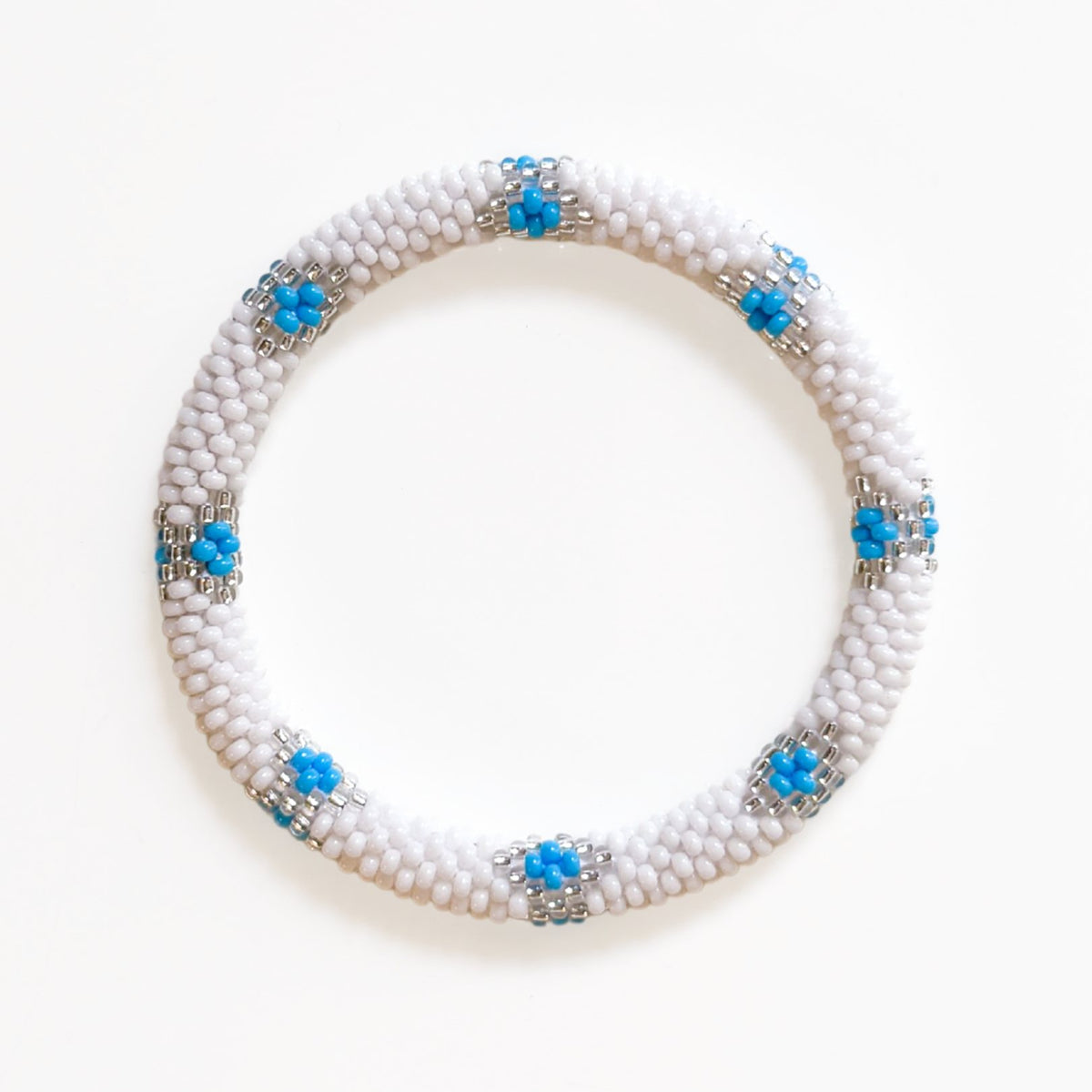 Bracelet Népalais #101 - Bleu Et Blanc