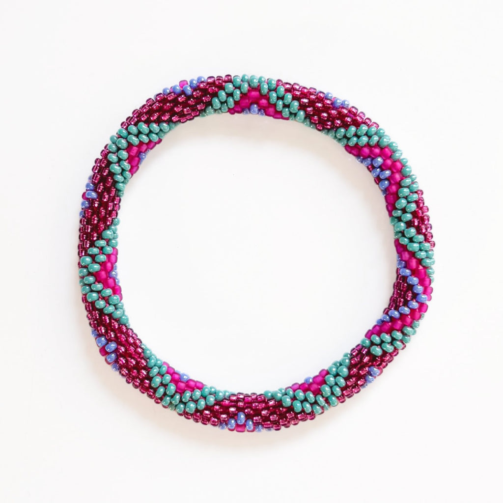 Bracelet Népalais #102 - Rose Et Vert