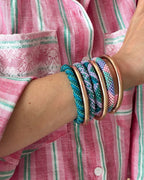 Bracelet Népalais #103 - Vert/Bleu Et Rose