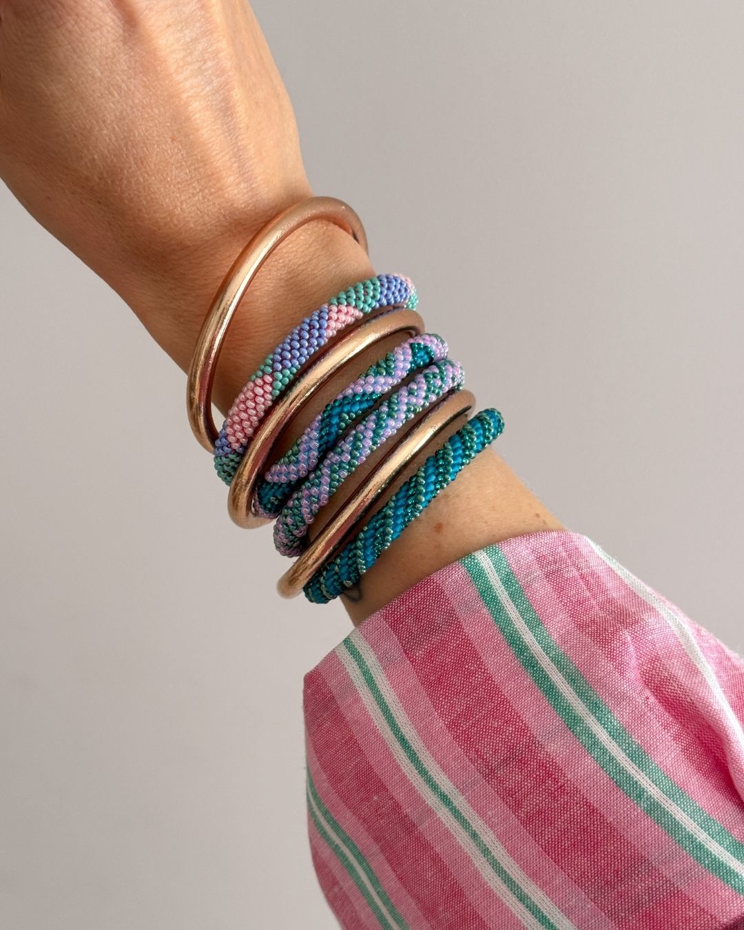 Bracelet Népalais #104 - Vert Et Bleu