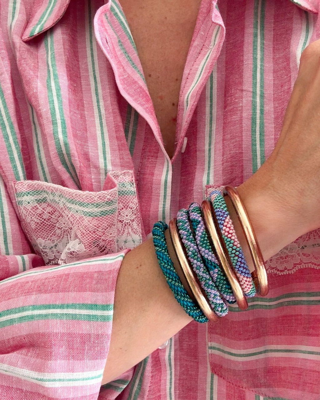 Bracelet Népalais #106 - Violet Et Vert