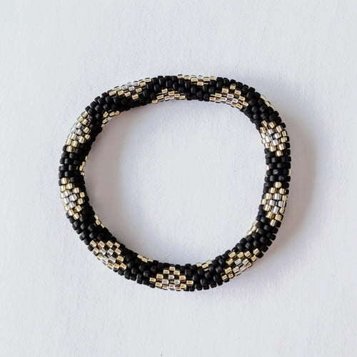 Bracelet Népalais #11 - Noir, Or Et Argent