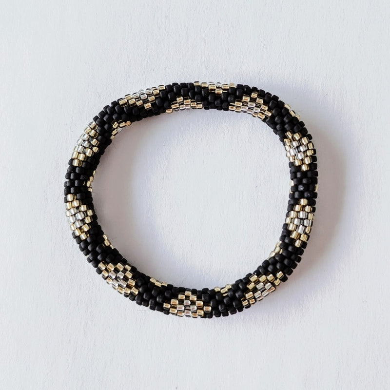 Pulsera Nepalesa #11 - Negro, Oro y Plata