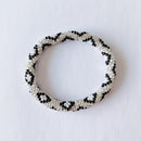 Nepalese Bracelet #12 - Silver, Black And White