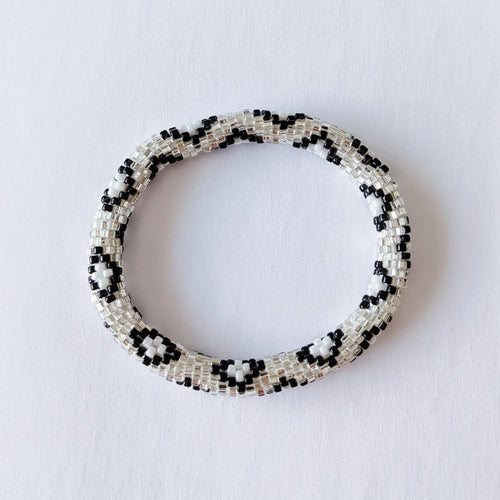 Bracelet Népalais #12 - Argent, Noir Et Blanc