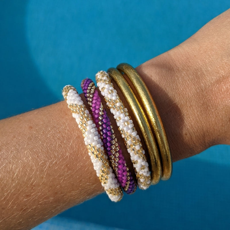 Pulsera Nepalesa #17 - Púrpura y Oro