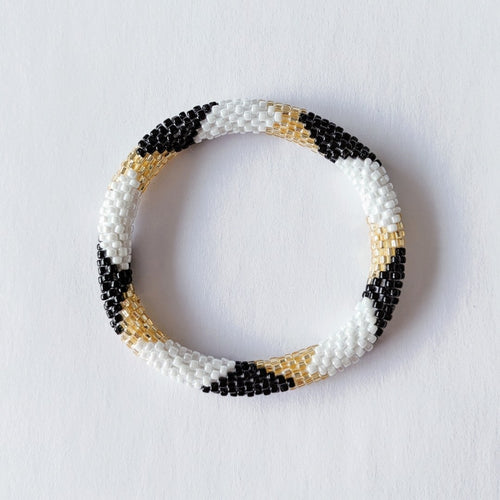 Bracelet Népalais #1 - Blanc, Noir Et Doré