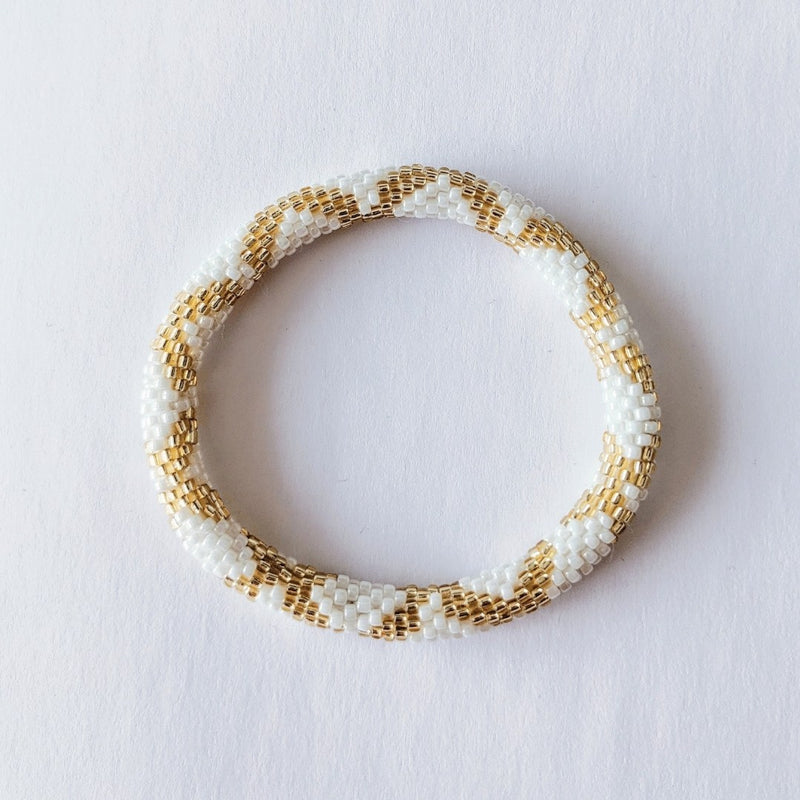 Bracelet Népalais #2 - Blanc Et Doré