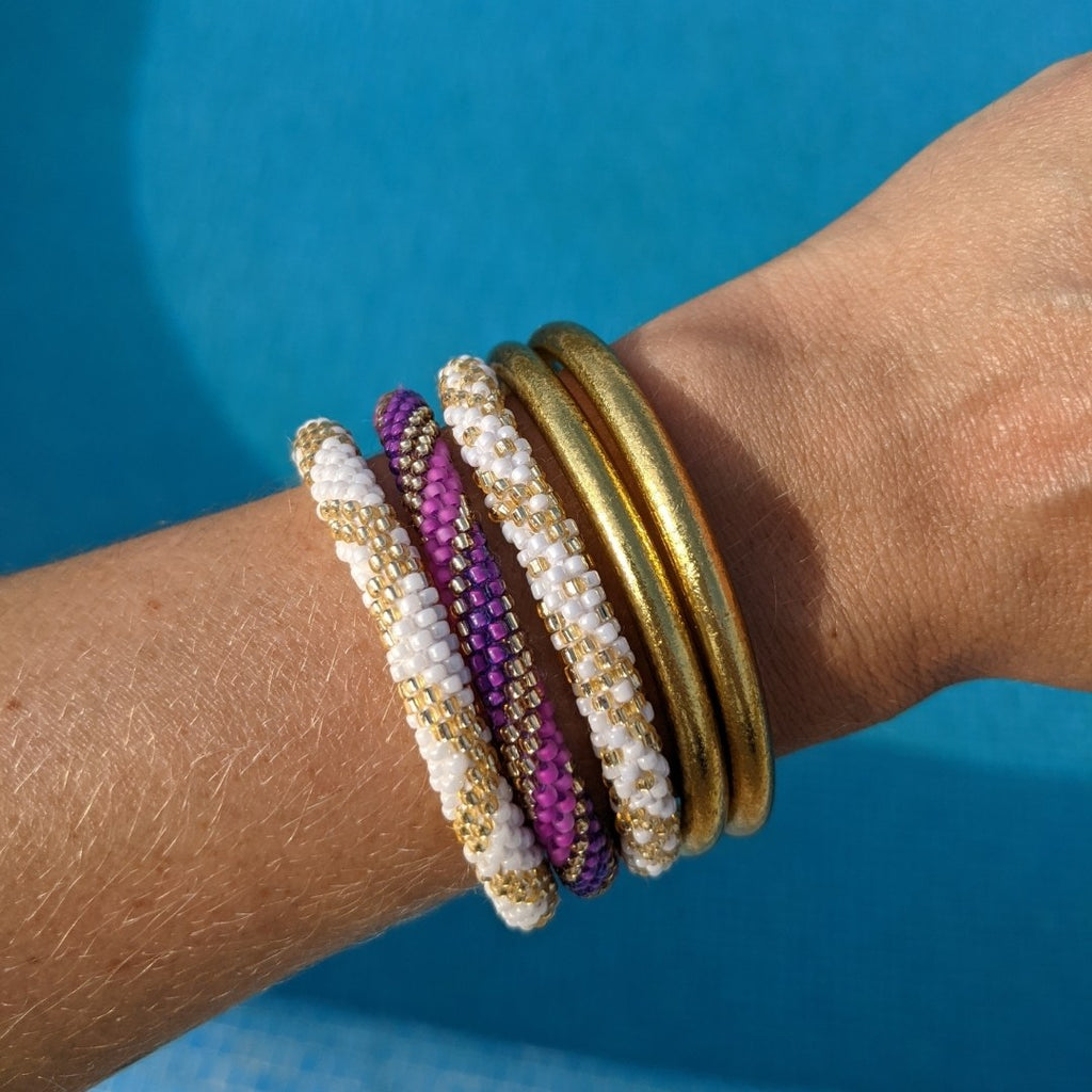 Bracciale nepalese n. 2 - Bianco e dorato