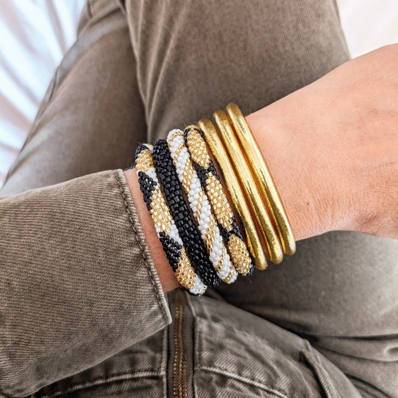 Nepalese Bracelet #4 - White And Gold