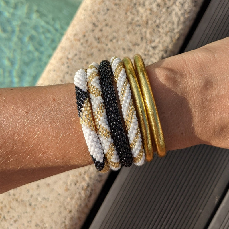 Nepalese Bracelet #4 - White And Gold