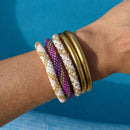 Pulsera Nepalesa #6 - Blanco Y Oro