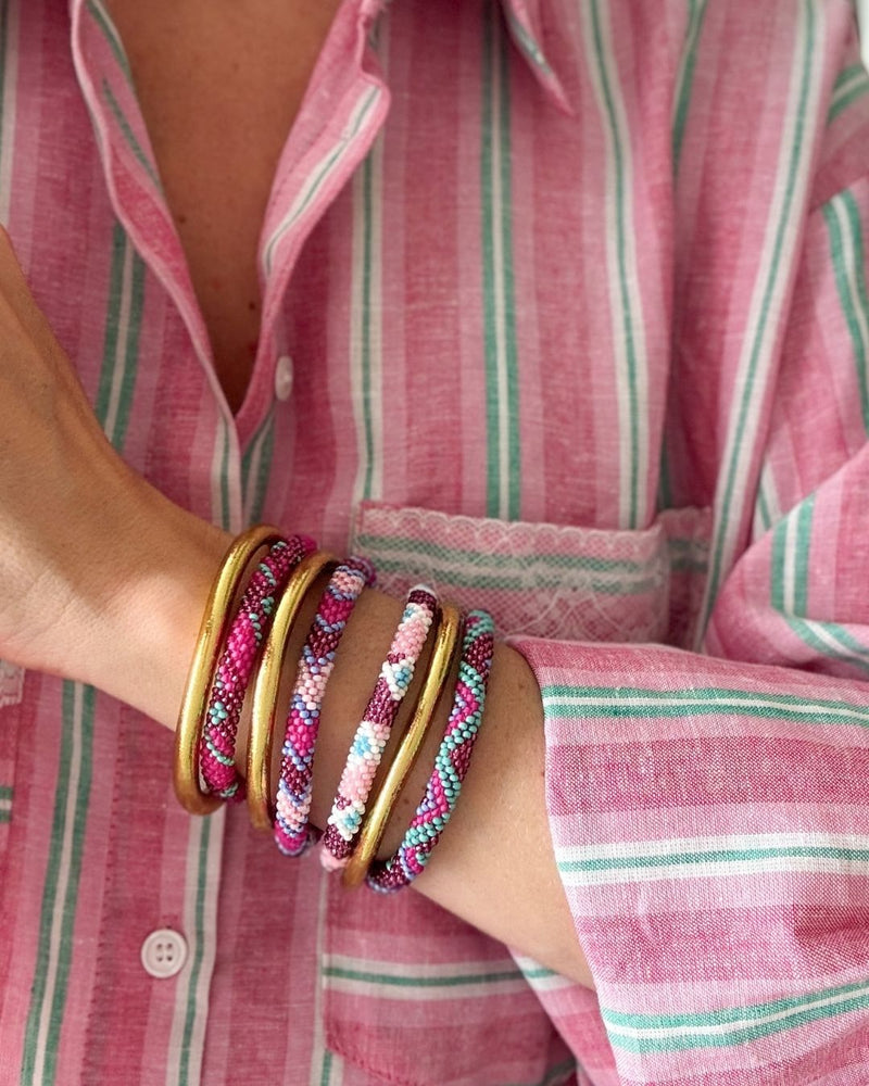 Bracelet Népalais #81 - Rose Et Violet