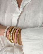 Bracelet Népalais #86 - Blanc Et Doré