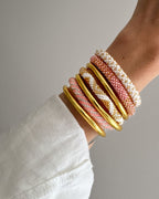 Bracelet Népalais #87 - Blanc Et Doré