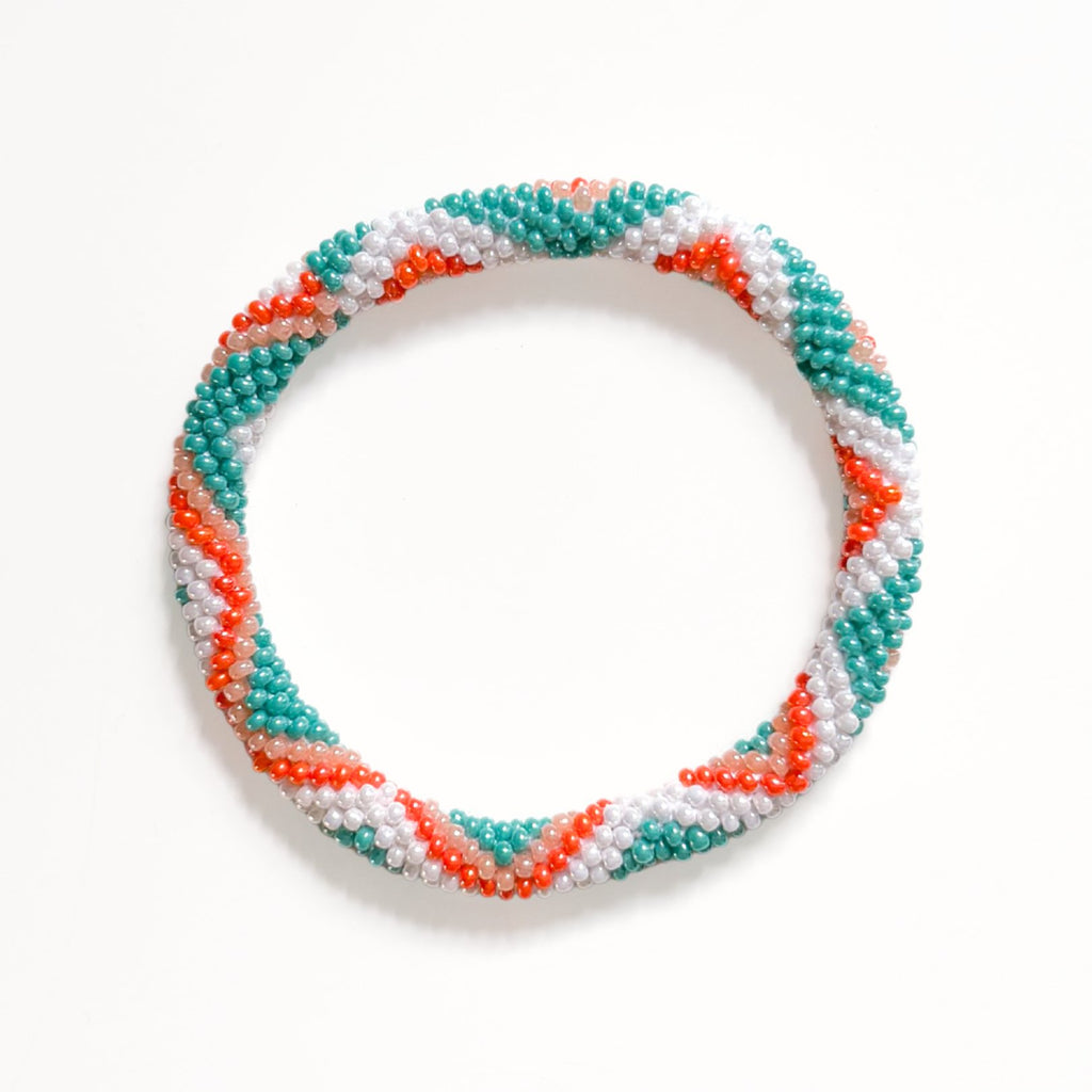 Bracelet Népalais #88 - Vert Et Orange