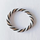 Bracelet Népalais #8 - Noir, Blanc Et Champagne