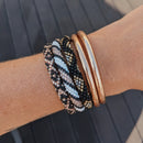 Bracelet Népalais #8 - Noir, Blanc Et Champagne