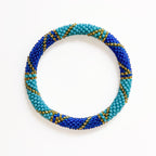 Bracelet Népalais #96 - Bleu Et Doré