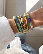 Bracelet Népalais #96 - Bleu Et Doré