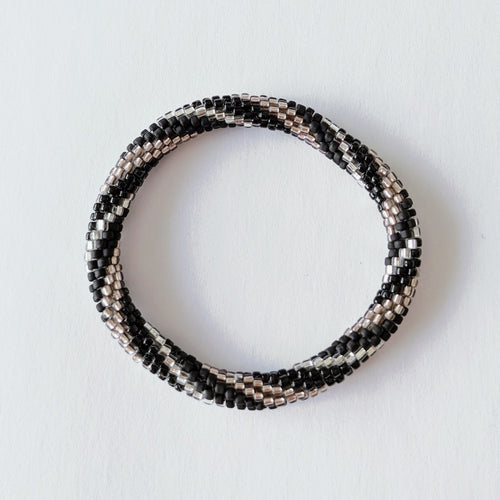 Bracelet Népalais #9 - Noir Et Argent