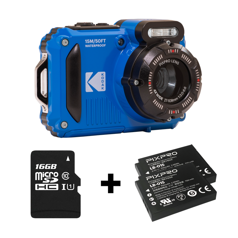 Pack PixPro WPZ2 - 2 Batteries + Carte Micro SD - Bleu - Kodak