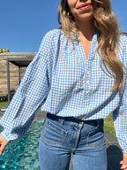 Blouse Vichy Bleu Ciel Clothilde