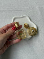 Pendientes Vintage - Colgantes Arabescos Y Perlas