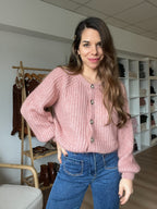 Cárdigan rosa vigoré Honorine
