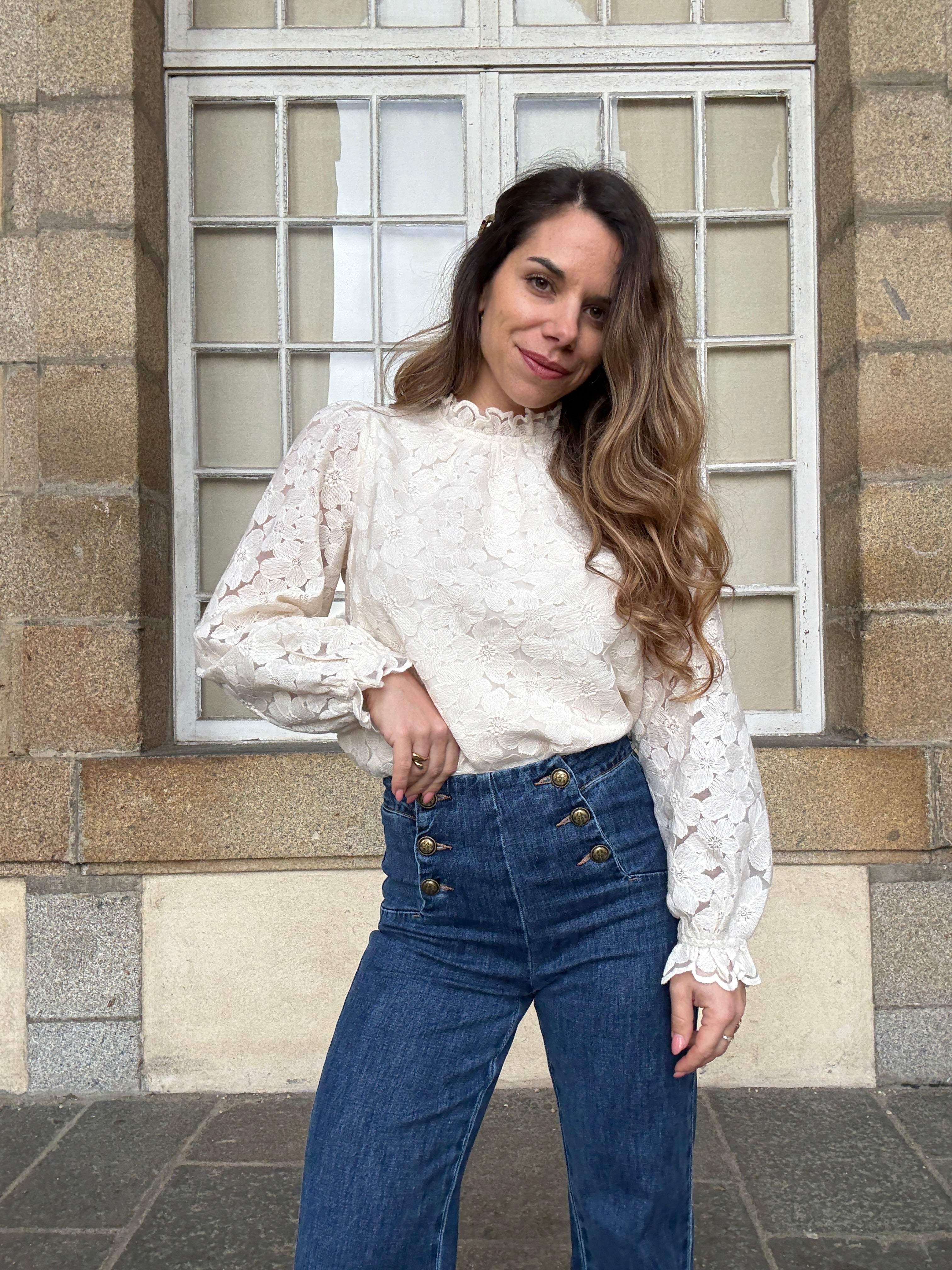 Alma Ecru Lace Blouse