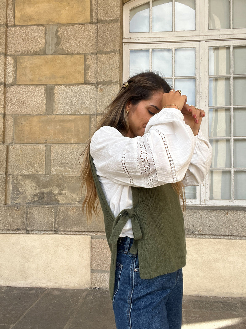 Pull Sans Manches À Nœuds Kaki Valentine