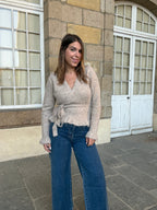 Cardigan à noeud Helena taupe