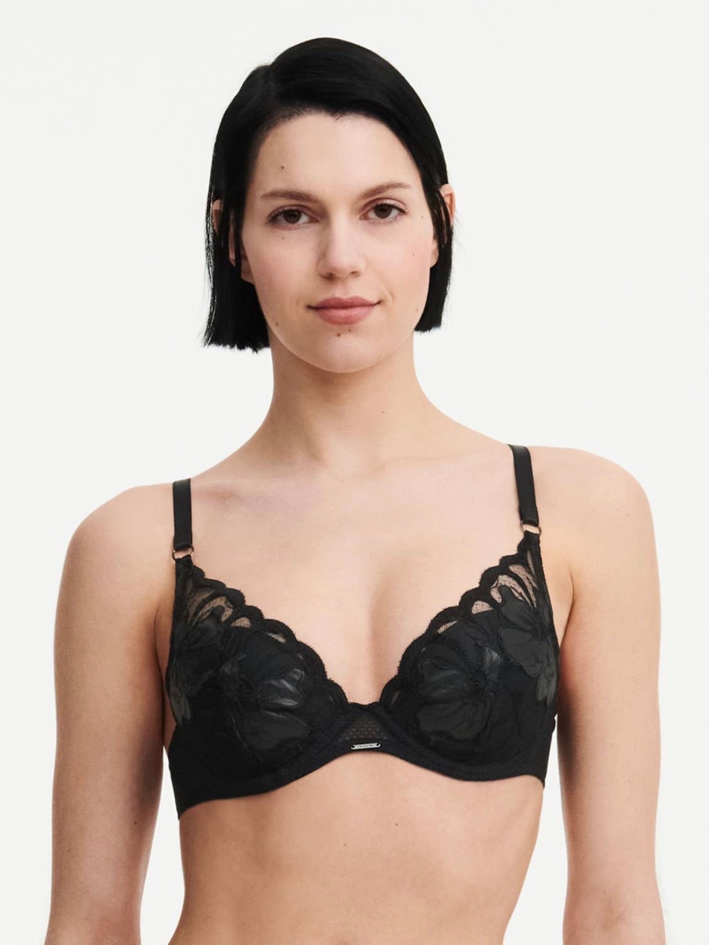 Soutien-Gorge Fleurs Si - Noir Simil