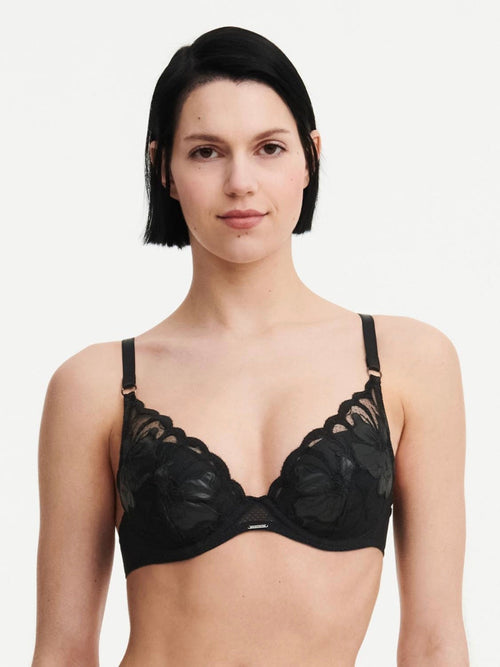 Soutien-Gorge Fleurs Si - Noir Simil
