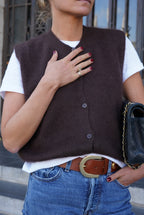 Raphaël Angora Chocolate Sleeveless Vest