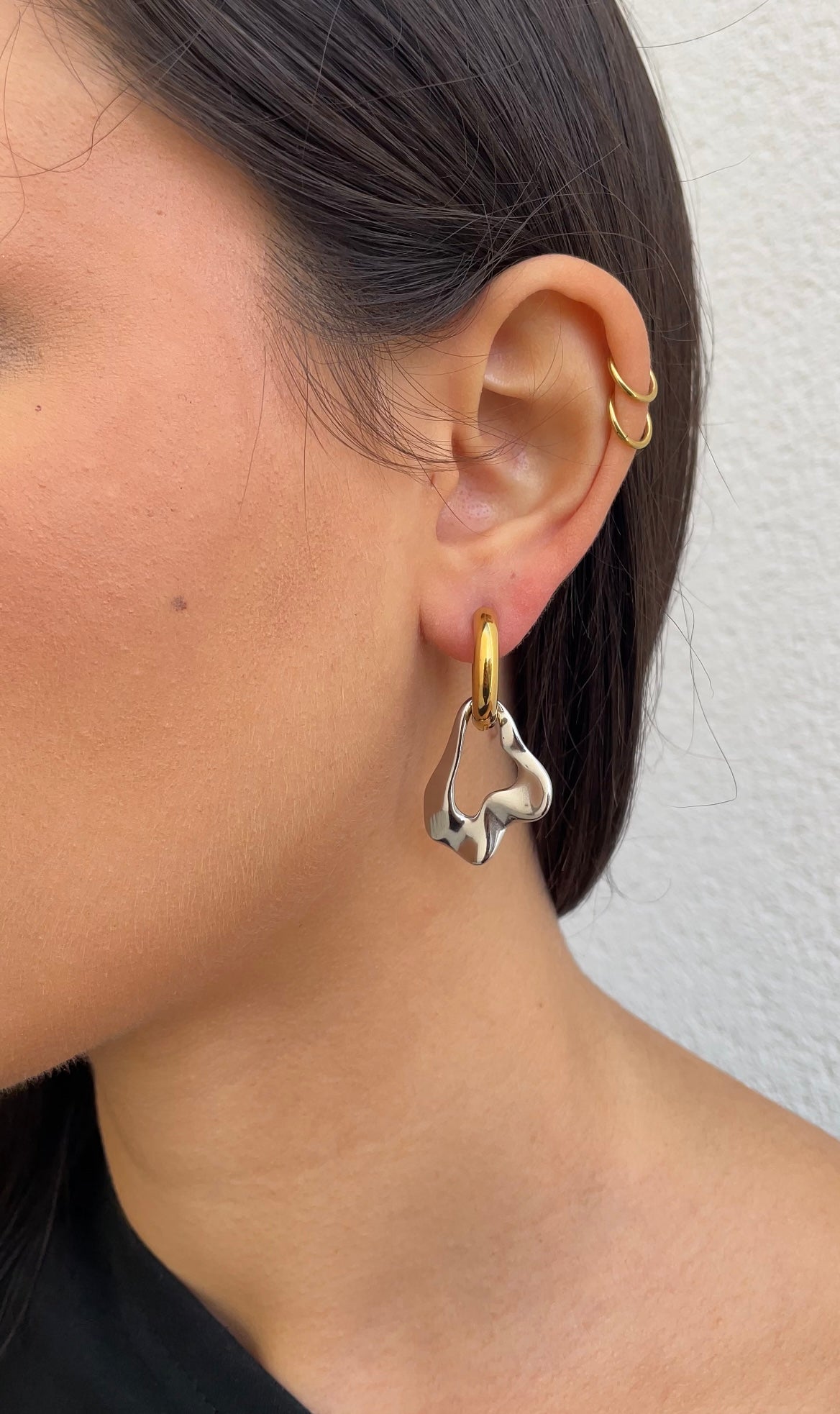 Leaf X Hoop Earrings