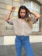 Maille à manches courtes taupe Elisa