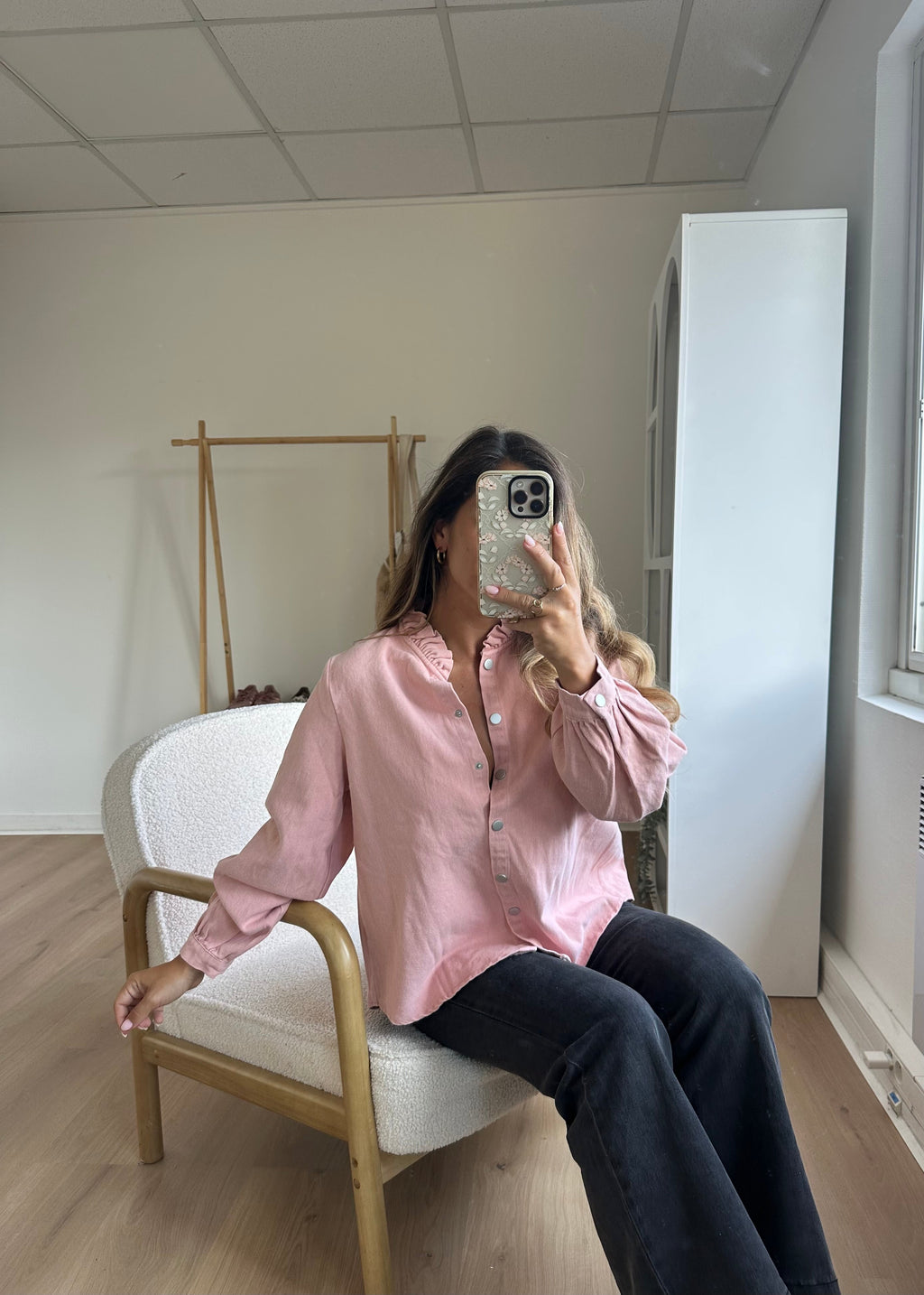 Veste en jean Livia rose
