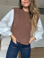 Pull Sans Manches Isaure Marron
