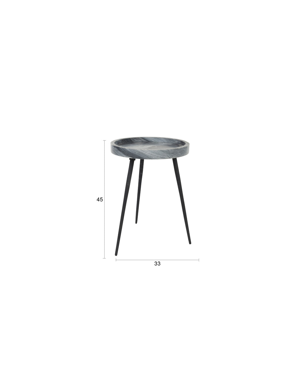 Karrara - Side Table - Solid Marble - Grey/Black