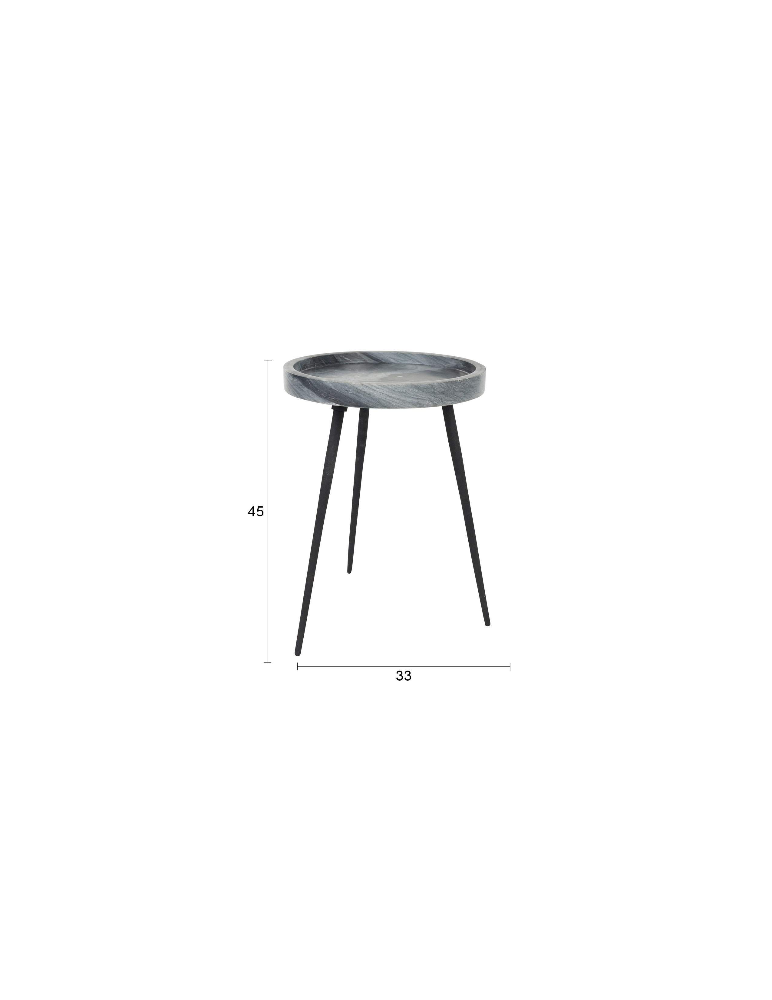 Karrara - Side Table - Solid Marble - Grey/Black