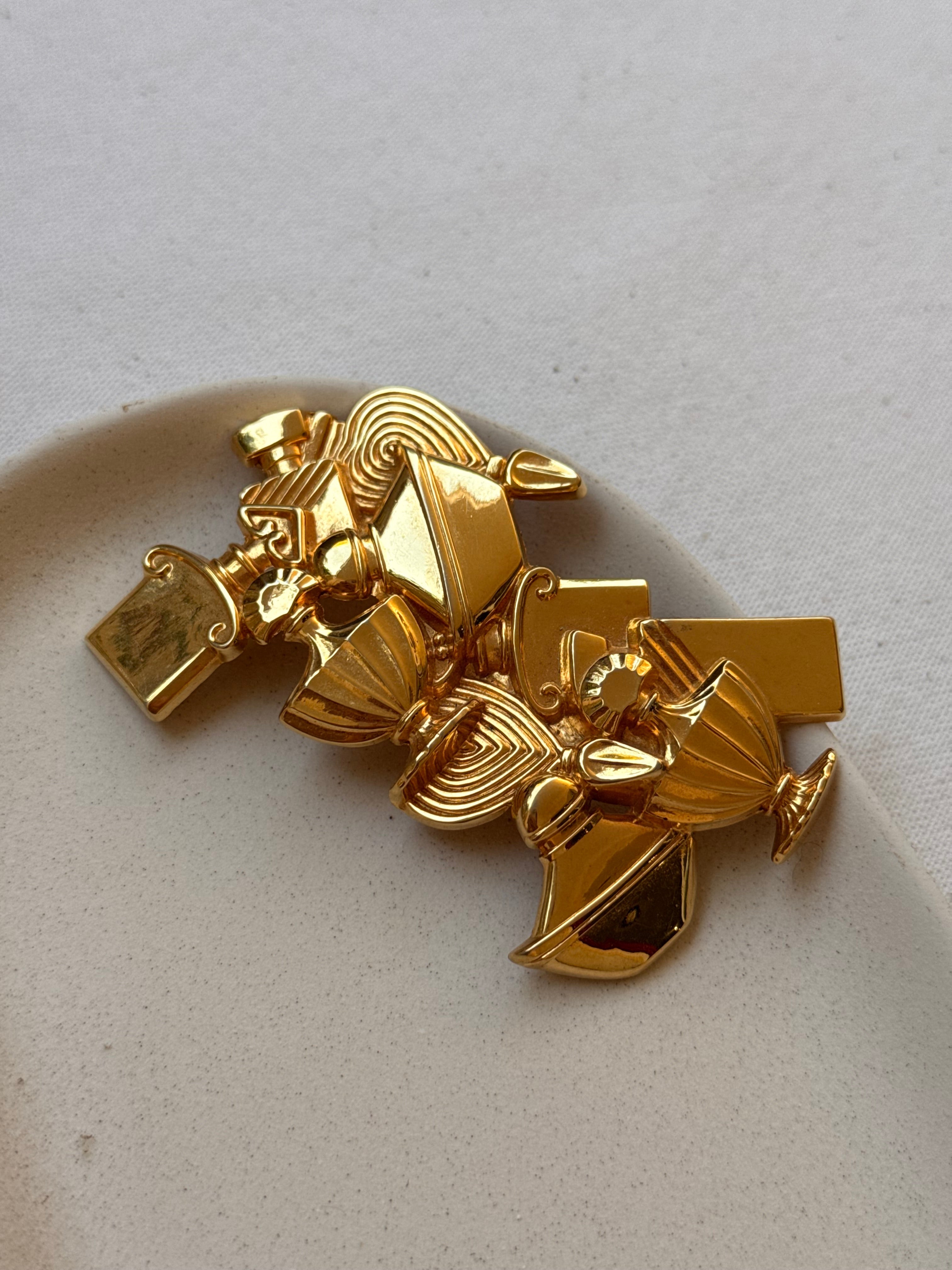 Vintage Guerlain Brooch - Gold Bottles