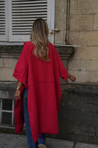 Isaac Long Trench Coat Jacket - Red