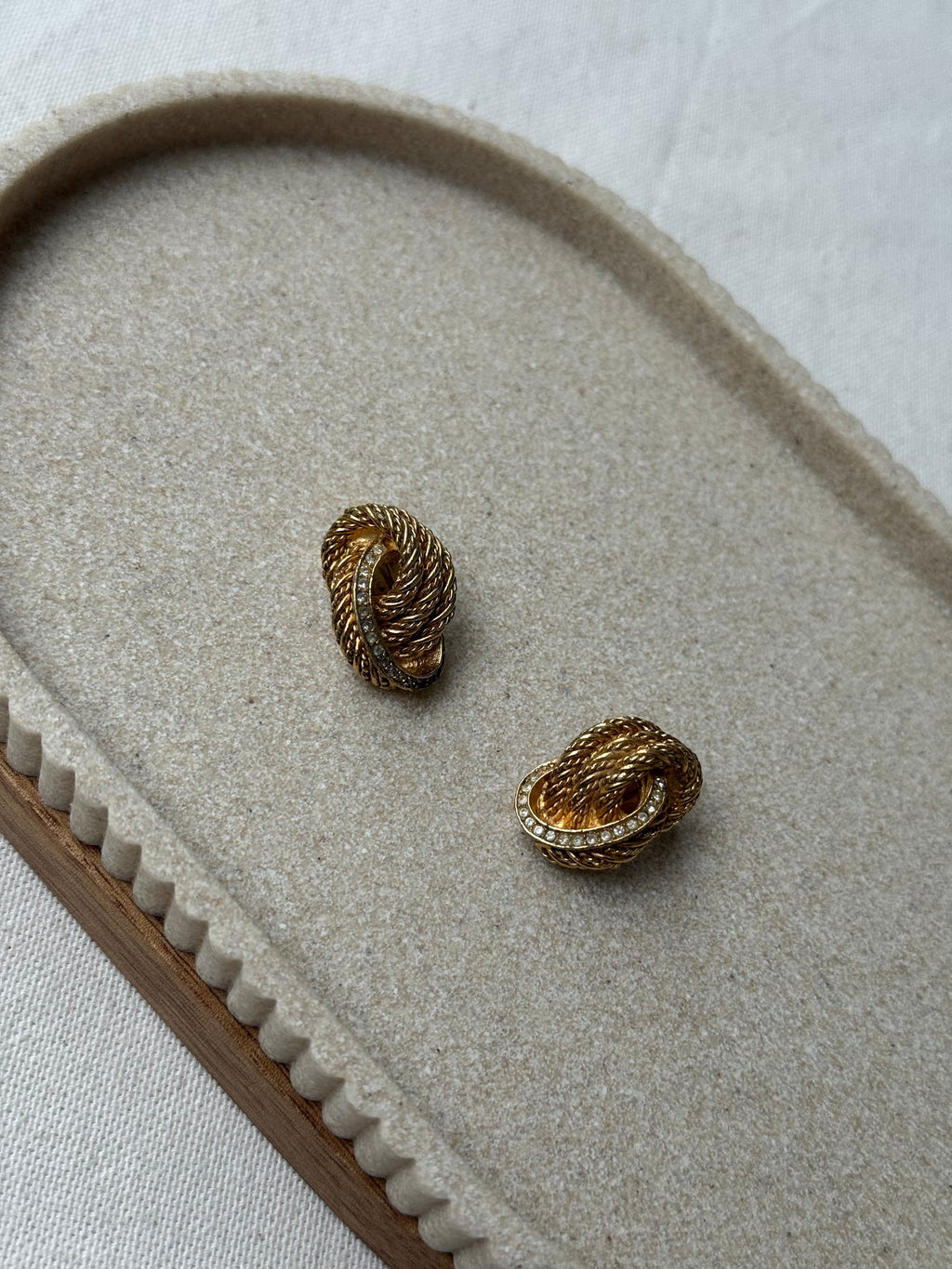 Vintage Christian Dior Earrings - Gold Twisted Knot