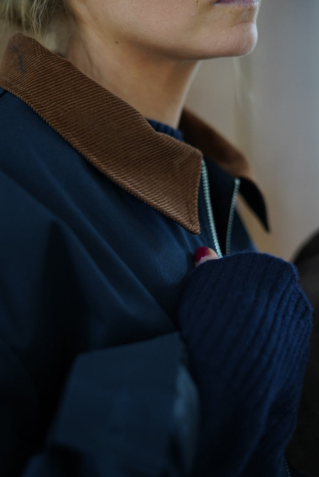 Romy Navy Mid-Long Jacket