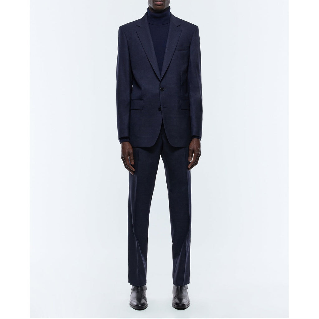 Plus Size Wool Suit - Navy Blue - Prince of Wales Pattern