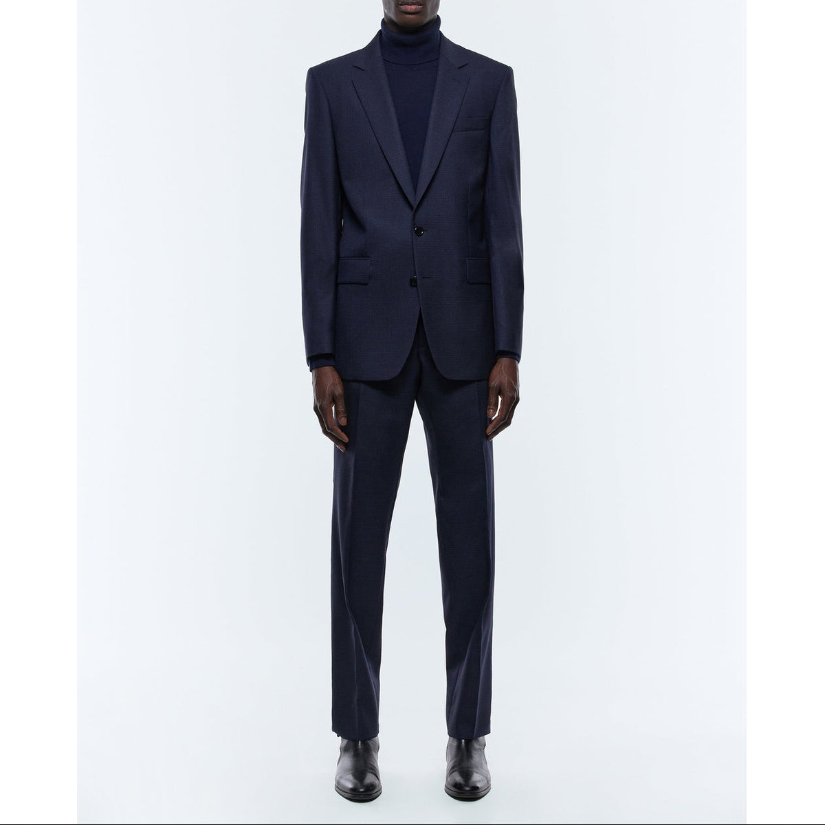 Plus Size Wool Suit - Navy Blue - Prince of Wales Pattern